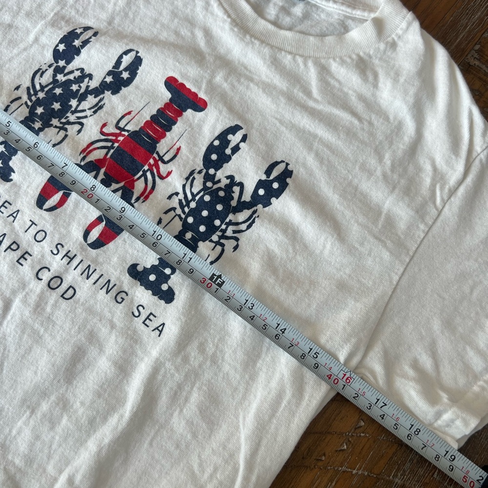 Cape Cod Graphic Lobster T-Shirt Heavy Cotton Red White Blue Size Small Unisex - Picture 5 of 6